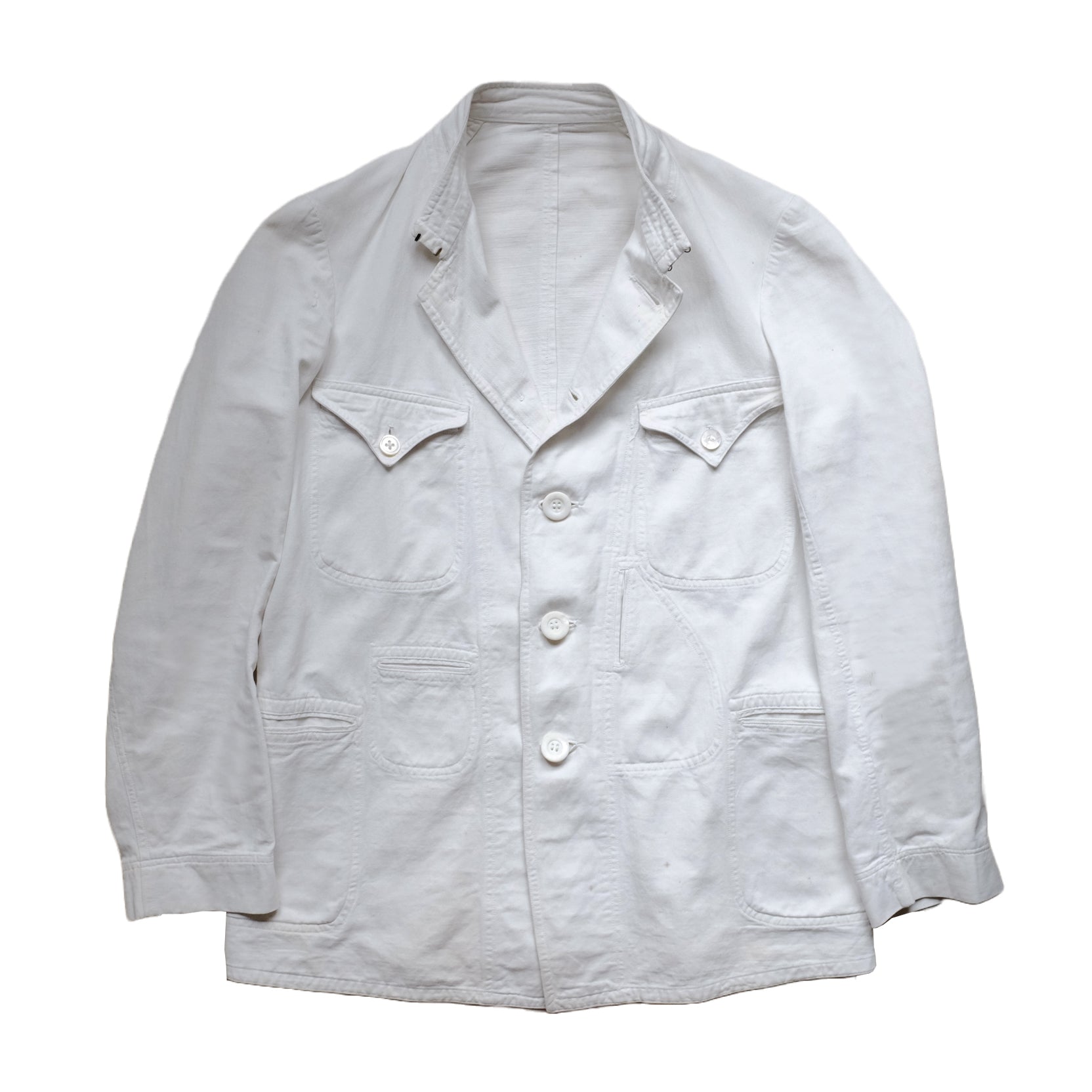 Vintage 1920's French work white linen jacket